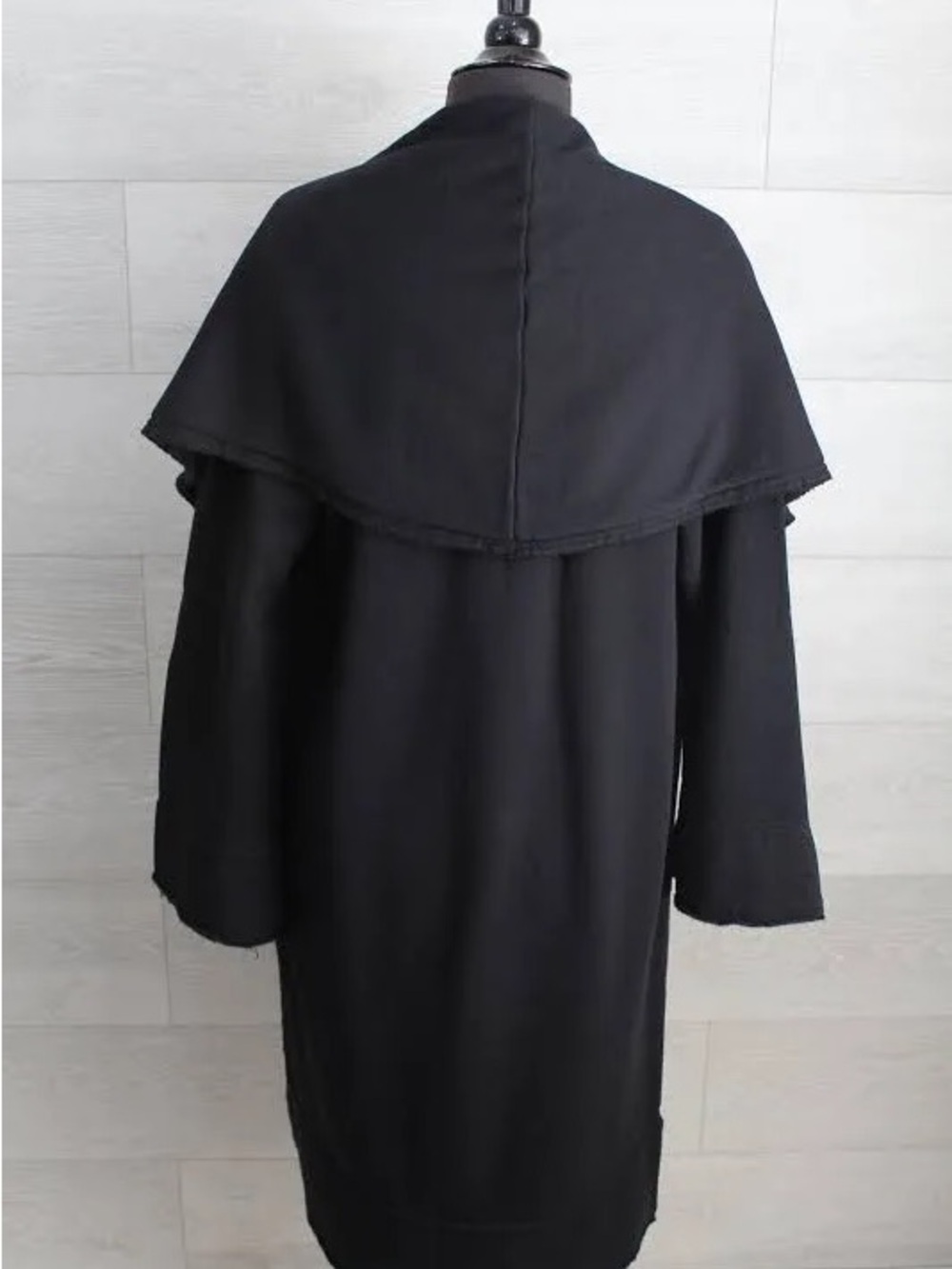BRYN WALKER Black Draped Open Front Coat Size Small Oversized Lagenlook - Picture 2 of 7